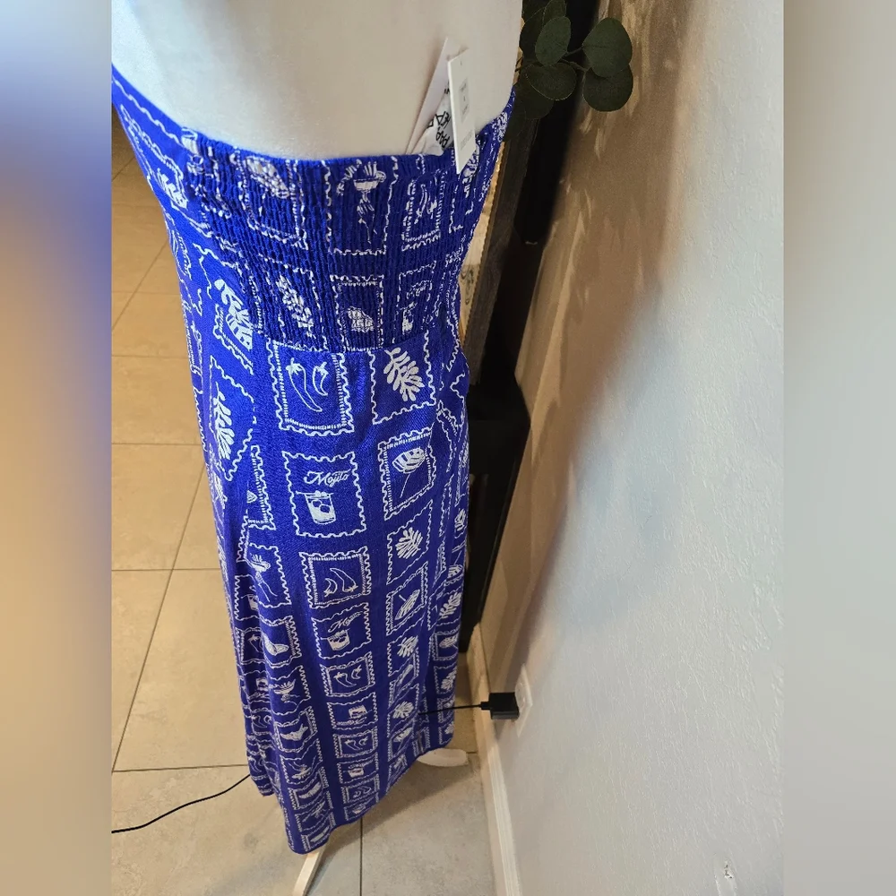 Paper Heart Australia Linen Blend Royal Blue Maxi Dress - Picture 4 of 6